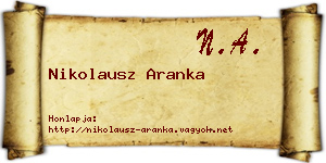 Nikolausz Aranka névjegykártya